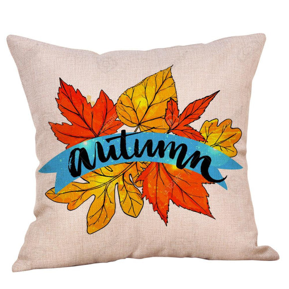 Drop Shipping Christmas Printed Pillow Case Maple Leaf Letter Print Throw Cushion Cover  45cm x 45cm