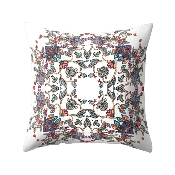 Abstract Symmetrical Colorful Flowers Retro Pillow Case Home Decorative Pillowcase