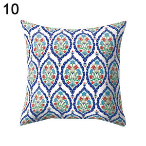 Chinese Style Flower Geometric Print Pillow Case Soft Waist Throw Pillowcase